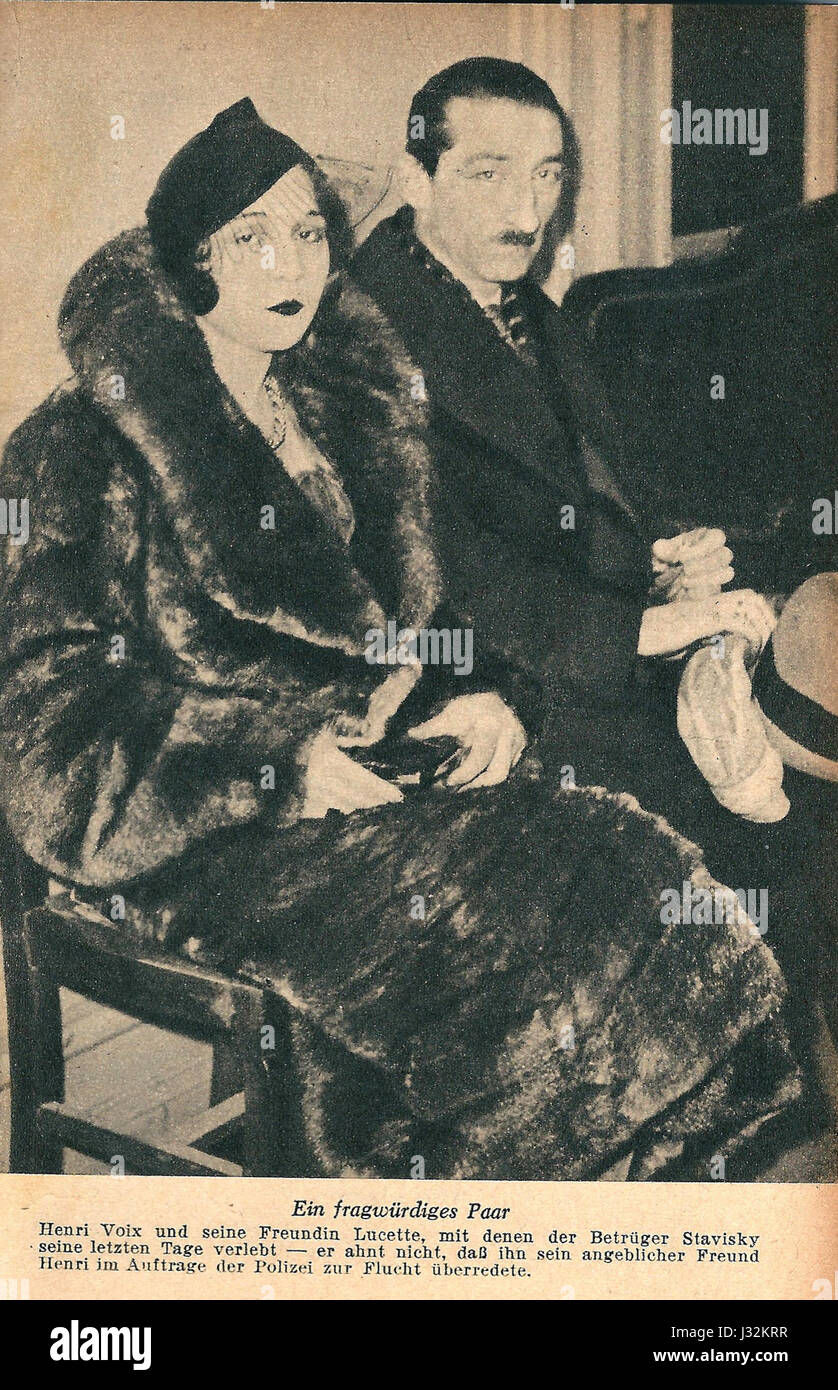 Affaire Stavisky-1934-Henri Voix & Lucette-1 Banque D'Images