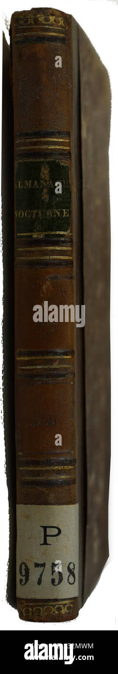Il s'agit d'un almanach nocturne spécifique, identifié sous le numéro de catalogue 09456. Il contient probablement des informations ou du contenu liés à la nuit, aux étoiles ou aux observations astronomiques. Banque D'Images