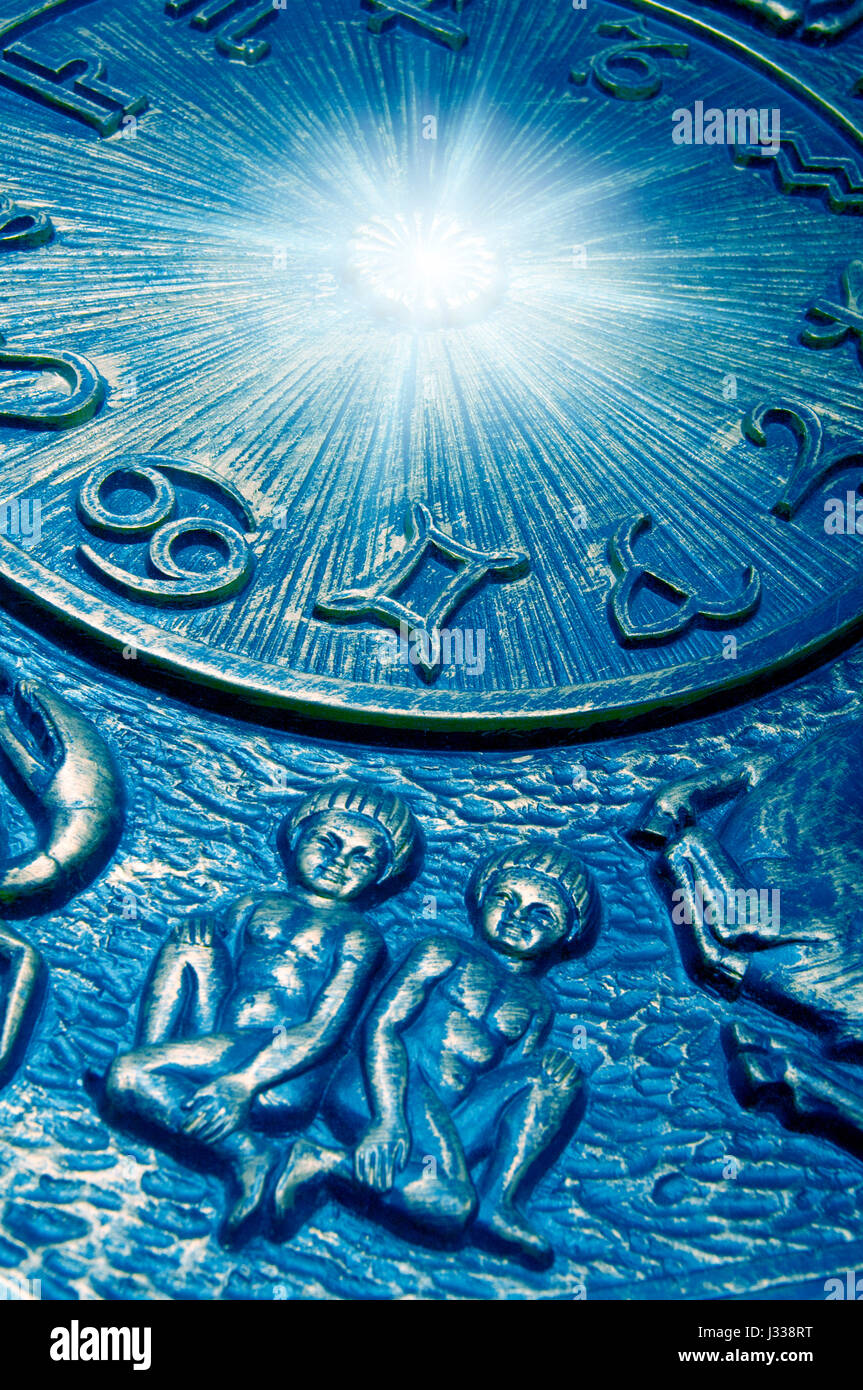 Zodiac plaque avec tous les signes astrologiques Banque D'Images