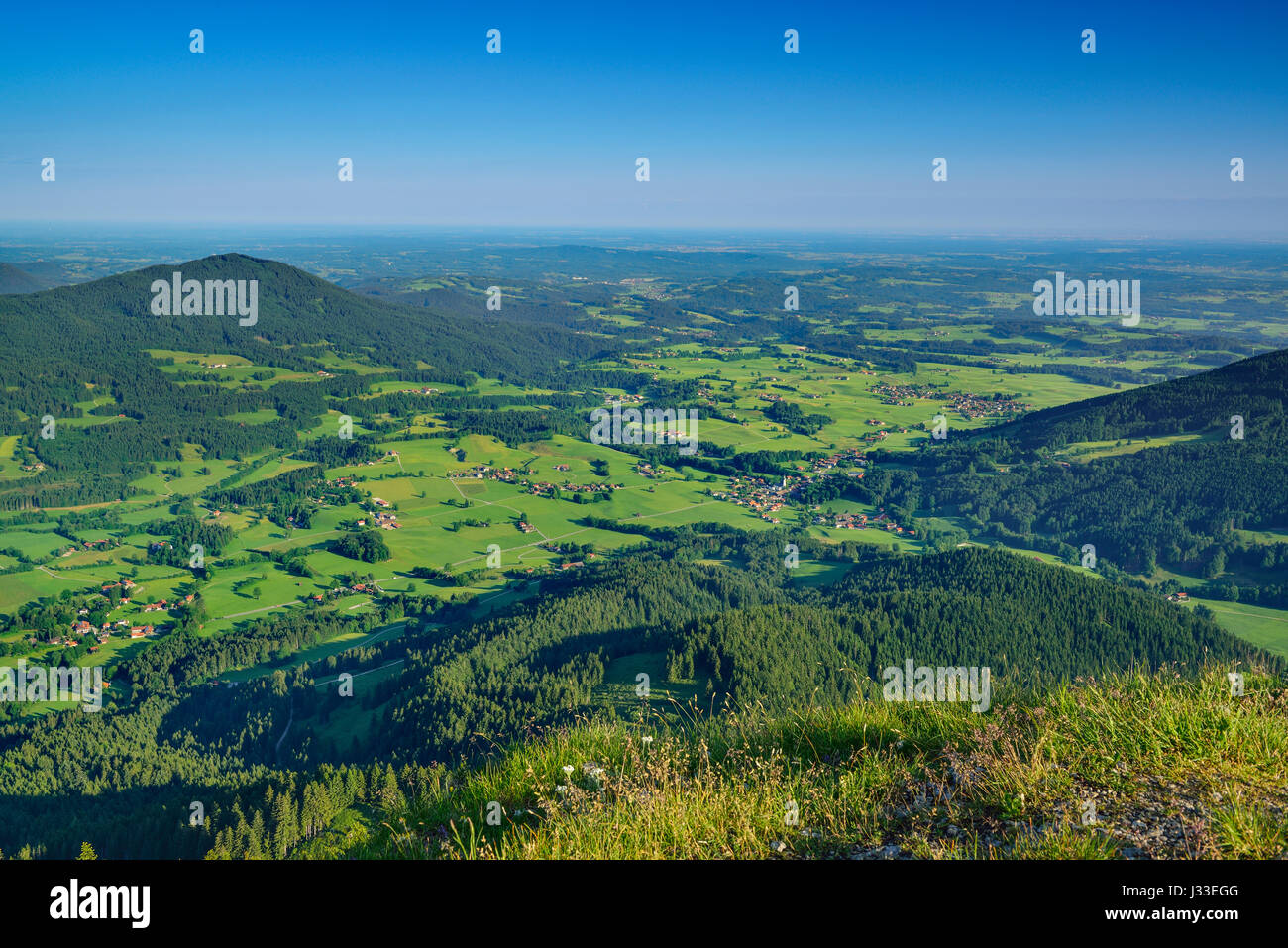 Vue sur Vallée Leitzach Breitenstein, Mangfall, Montagnes, Préalpes bavaroises, Upper Bavaria, Bavaria, Germany Banque D'Images