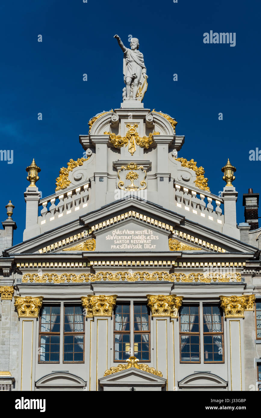 Détail d'une maison dans la Grand Place, Bruxelles, Belgique Banque D'Images