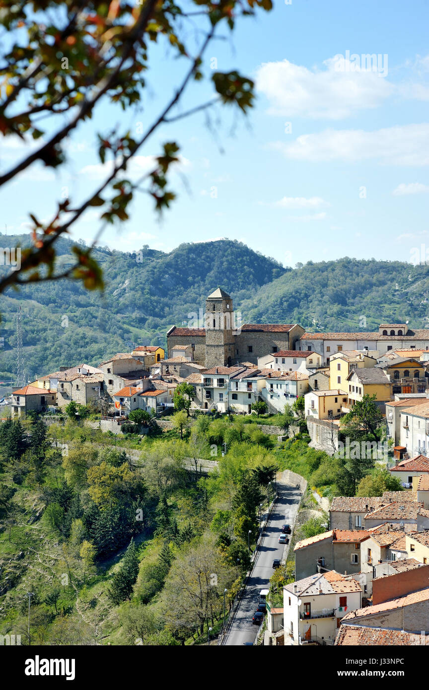 Vue panoramique de Pietrapertosa Mountain Village, Basilicate, Italie Banque D'Images