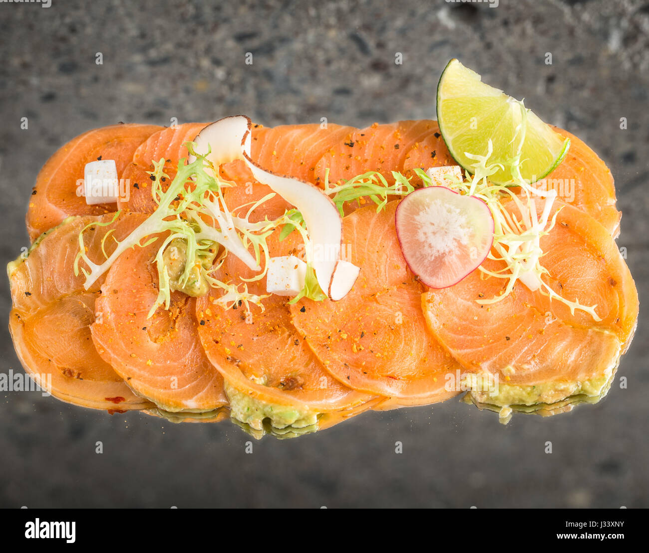 Nouveau style sashimi saumon Banque D'Images