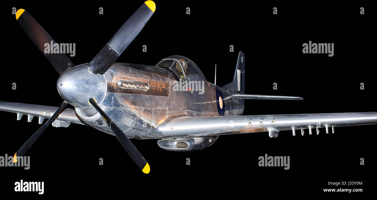American P-51 avion de chasse à partir de la guerre de Corée, isolated on black Banque D'Images