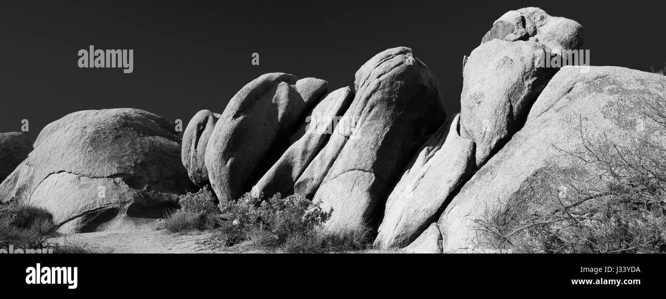 Le noir et blanc rock formation à Joshua Tree National Park Banque D'Images