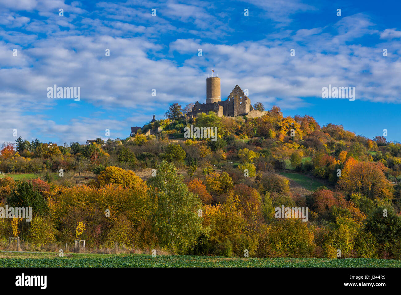 Burg Gleiberg, Château Gleiberg, dans Krofdorf-Gleiberg Wettenberg, Hessen, Allemagne. Supérieur, intérieur, partie la plus ancienne construite autour de l'an 900, aujourd'hui ruine. Banque D'Images