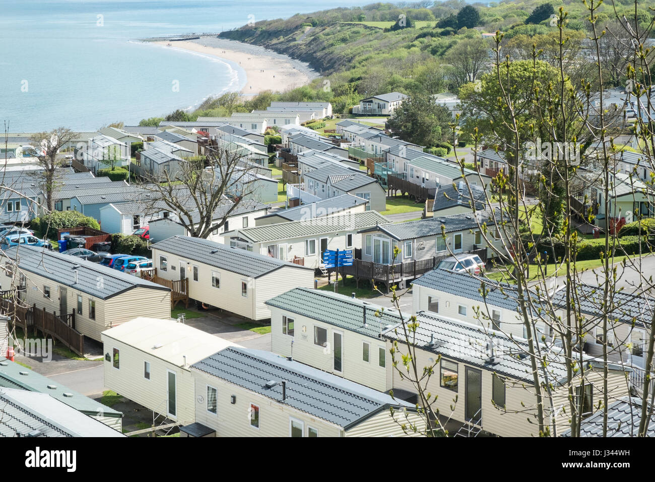 Quay West, caravane, maison de vacances, parc,New Quay,coast,coastal,mobile,maisons,statique,lifestyle,locations,Ceredigion,la Baie de Cardigan, l'ouest du pays de Galles, Pays de Galles, UK,Royaume-uni,GO, Banque D'Images