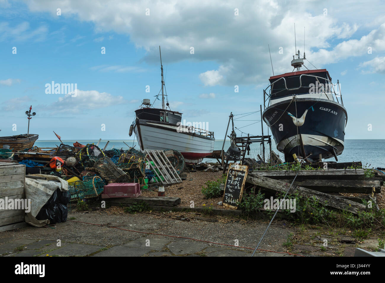 Bateaux sur Deal beach Banque D'Images