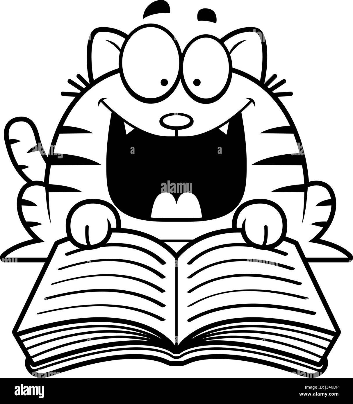 Illustration D Une Caricature D Un Chat La Lecture D Un Livre Image Vectorielle Stock Alamy