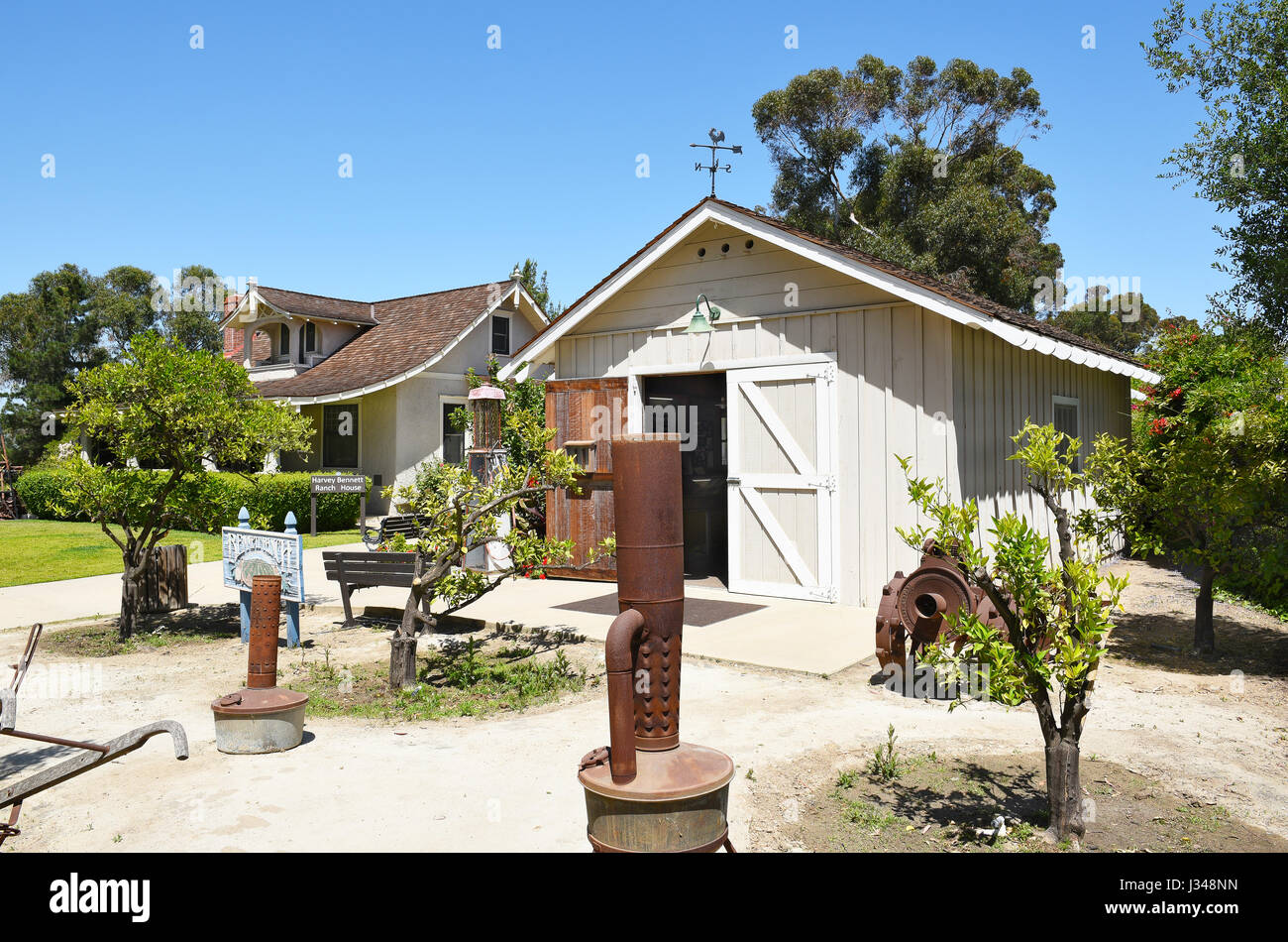 LAKE FOREST, CA - le 14 avril 2017 : le Parc historique Heritage Hill. La Bibliothèque et Bennett House sont deux des bâtiments historiques de l'El Toro / Sa Banque D'Images