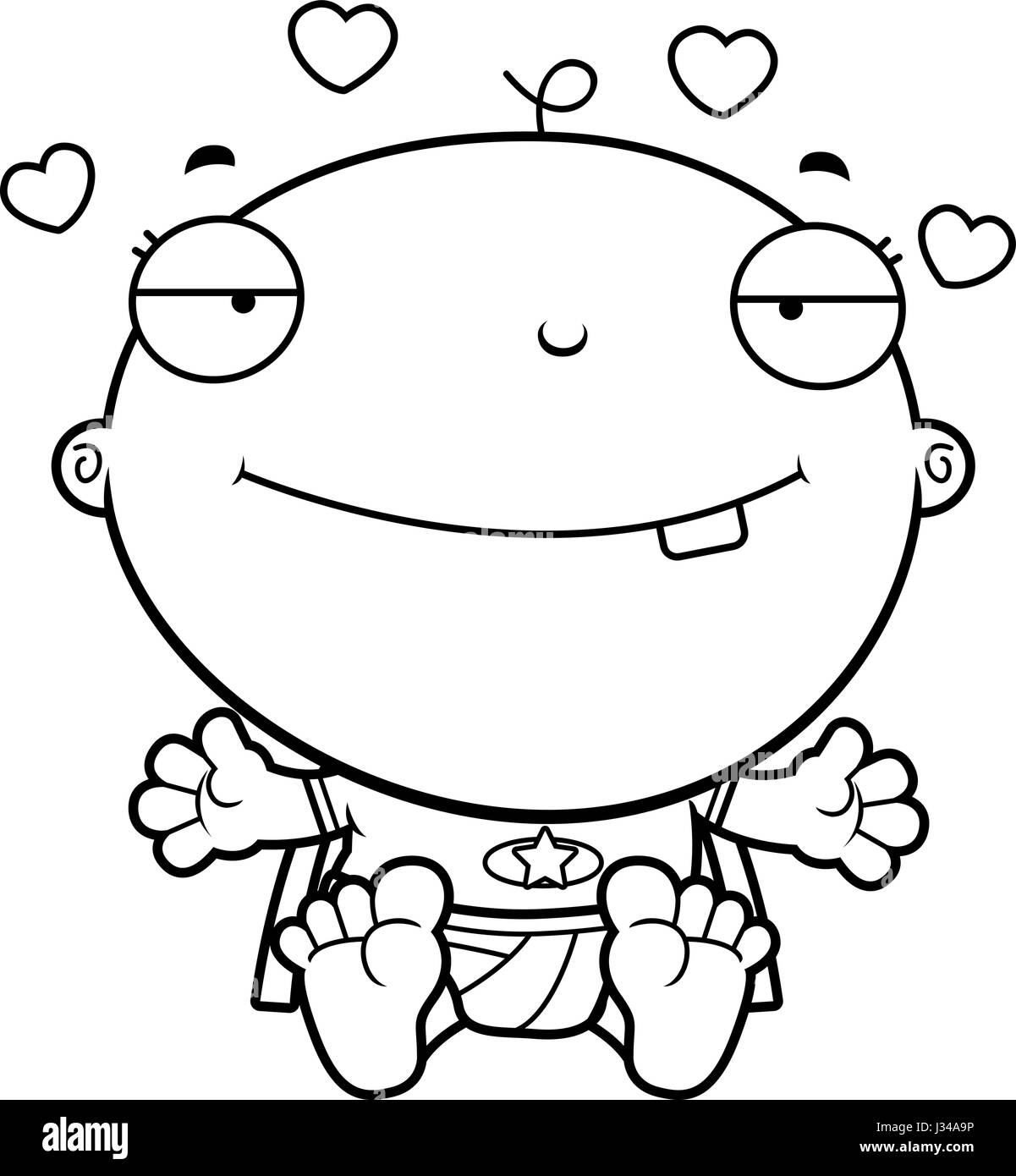 Un cartoon illustration d'un bébé d'amour super-héros. Illustration de Vecteur