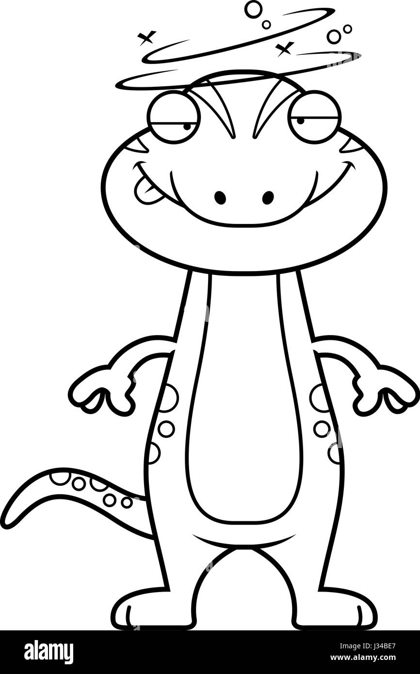 Un cartoon illustration d'un gecko à la Bu. Illustration de Vecteur