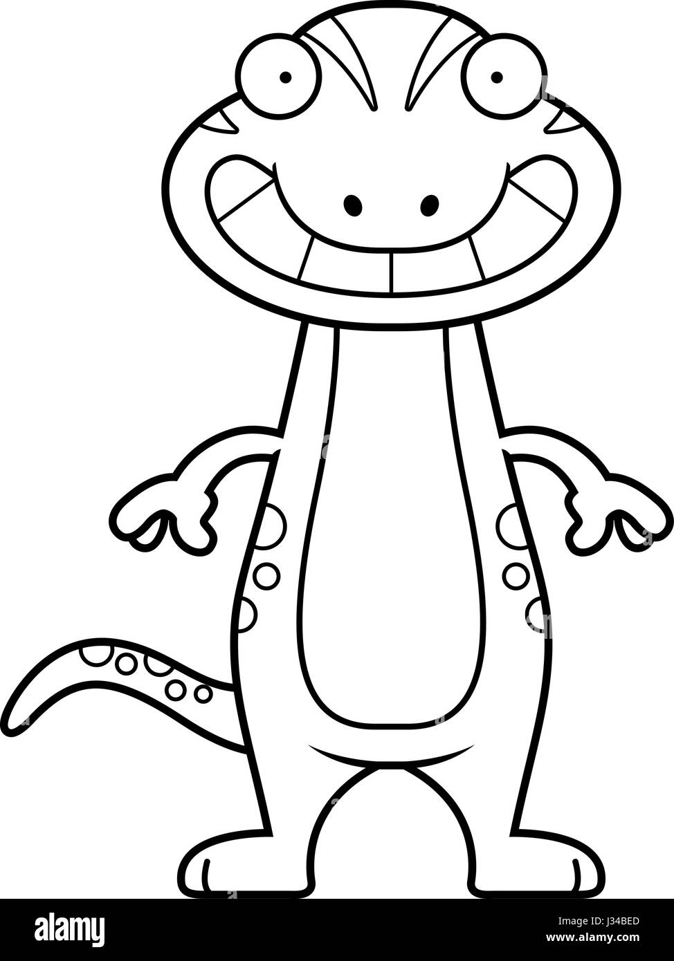 Un cartoon illustration d'un gecko à heureux. Illustration de Vecteur