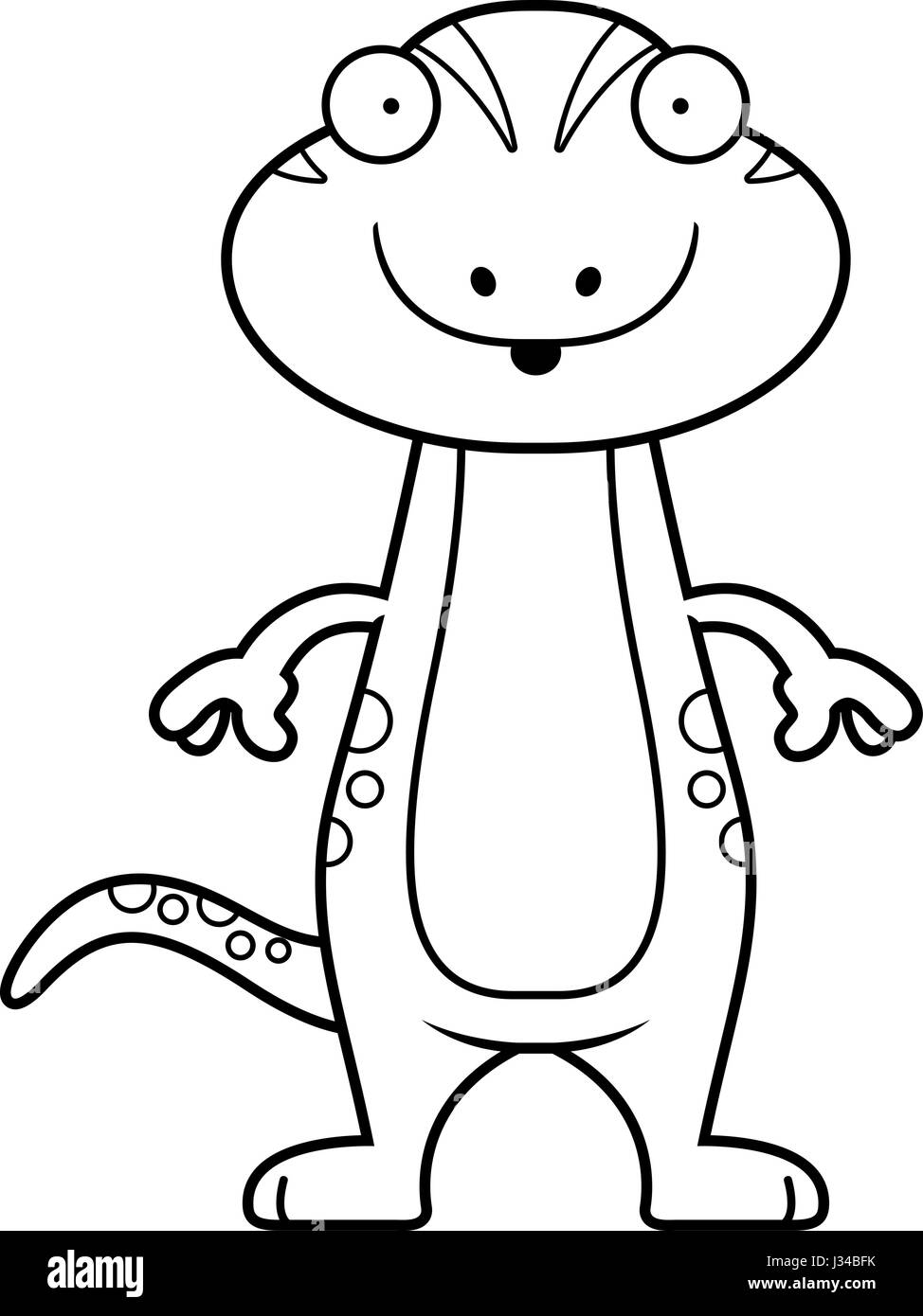 Un cartoon illustration d'un gecko à la surprise. Illustration de Vecteur