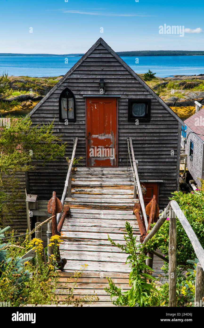 Une cabane à poisson dans Blue Rocks, Nova Scotia, Canada. Banque D'Images