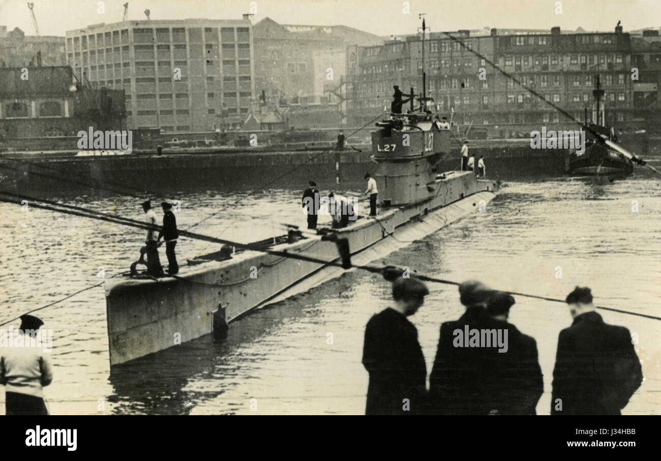 L-submarin britannique HMS classe L27, Londres, Angleterre ca.1920 Banque D'Images