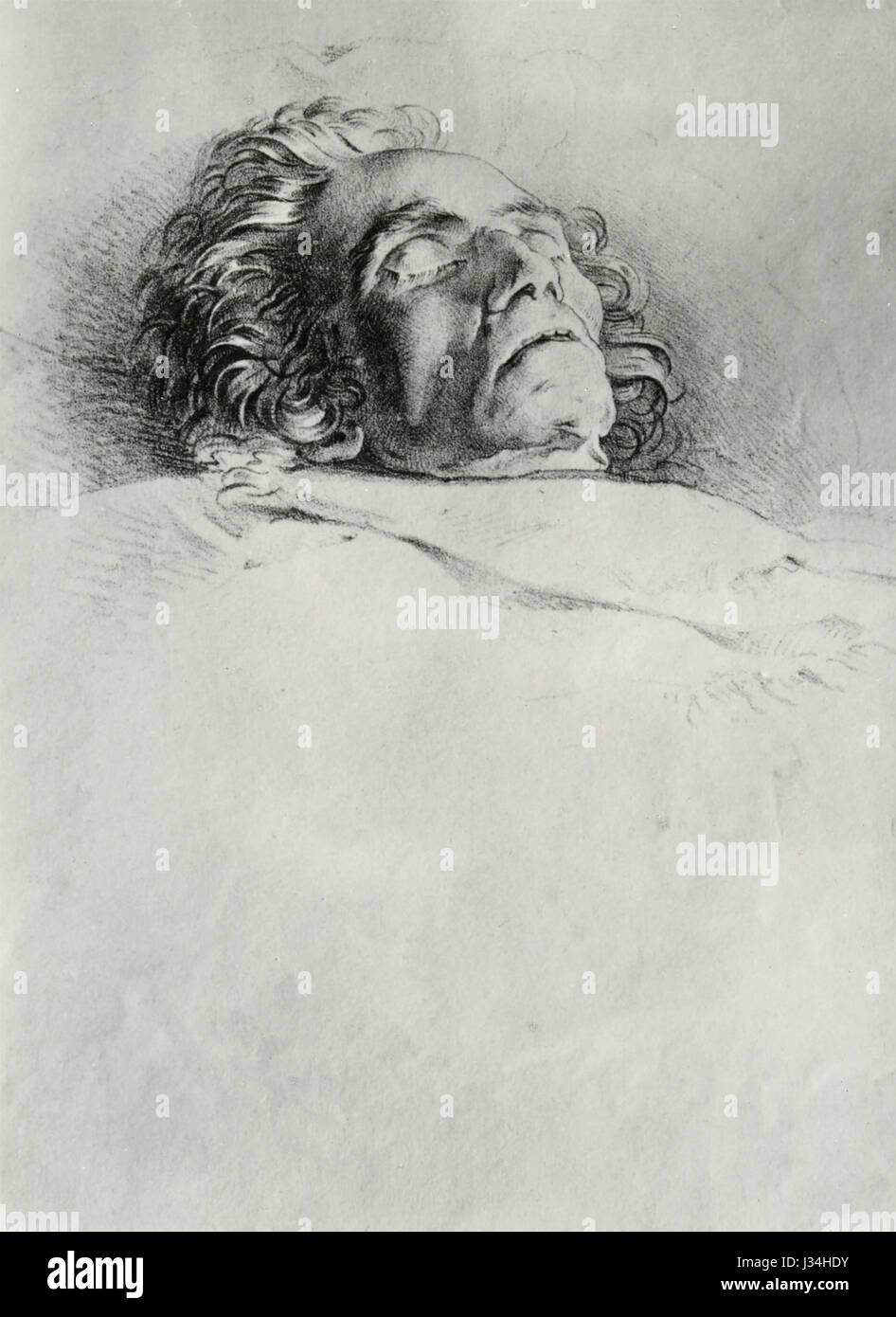 Mort de Ludwig van Beethoven, lithographie de Josef Danhauser Banque D'Images