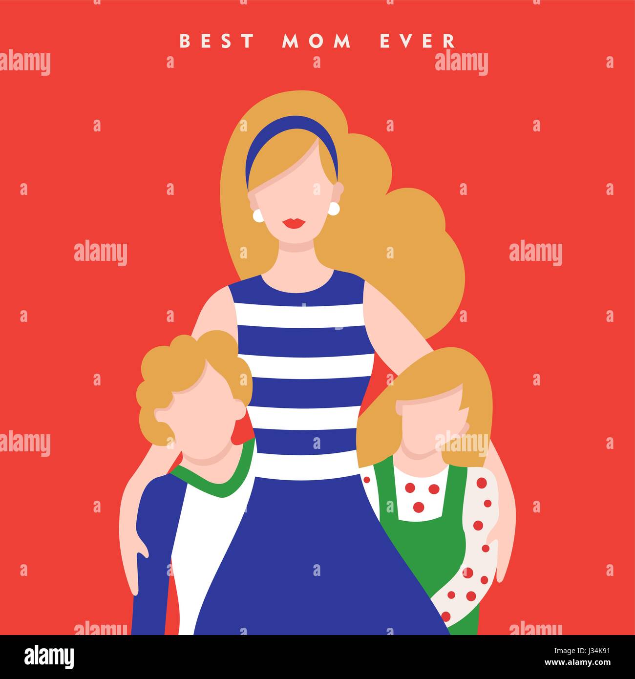 Les mères de famille heureux jour illustration, maman avec les enfants et vacances amour citation. Vecteur EPS10. Illustration de Vecteur