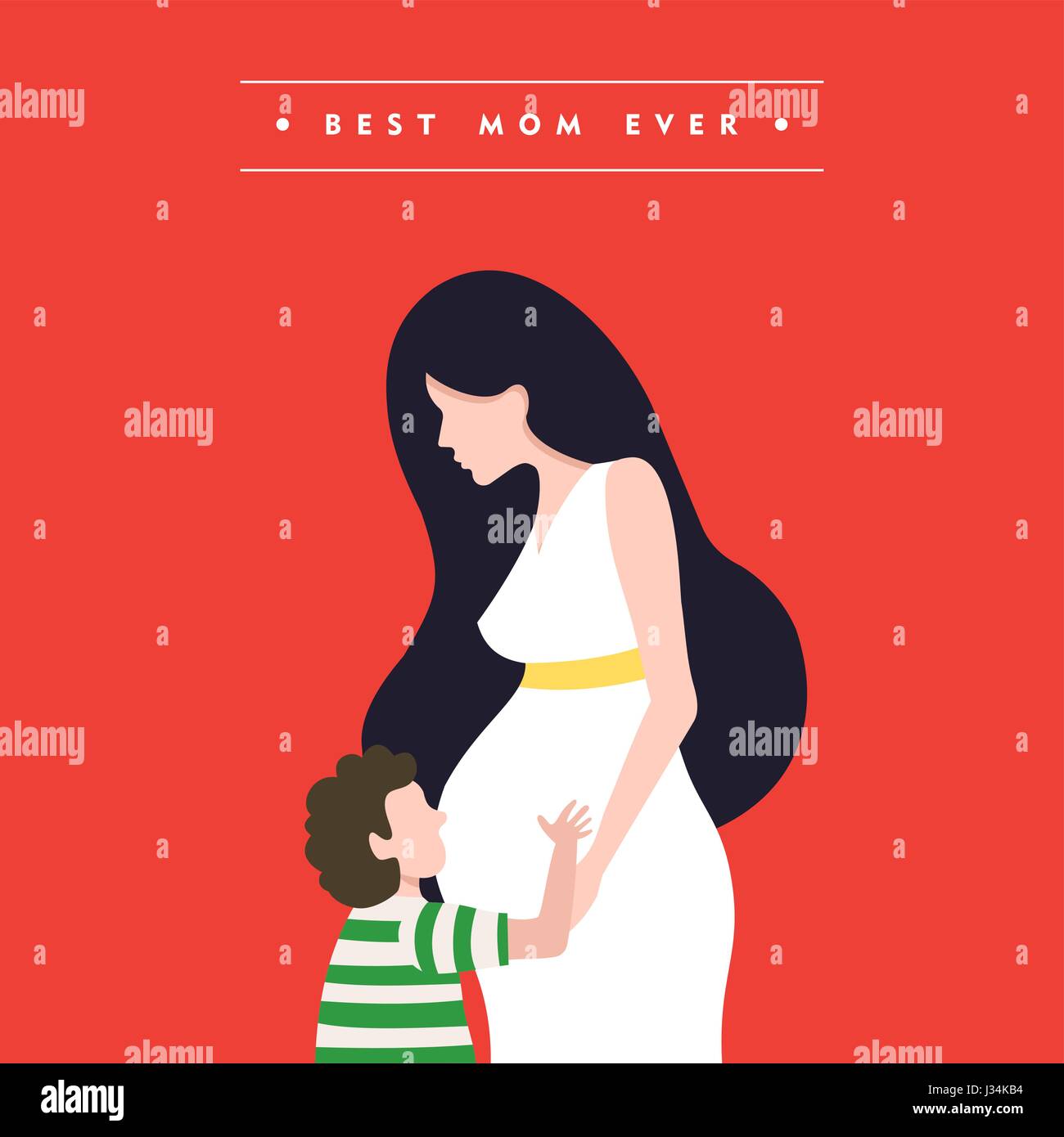 Happy Mothers Day Illustration Femme Enceinte Avec L Enfant Et La Maman Amour Citation Vecteur Eps10 Image Vectorielle Stock Alamy