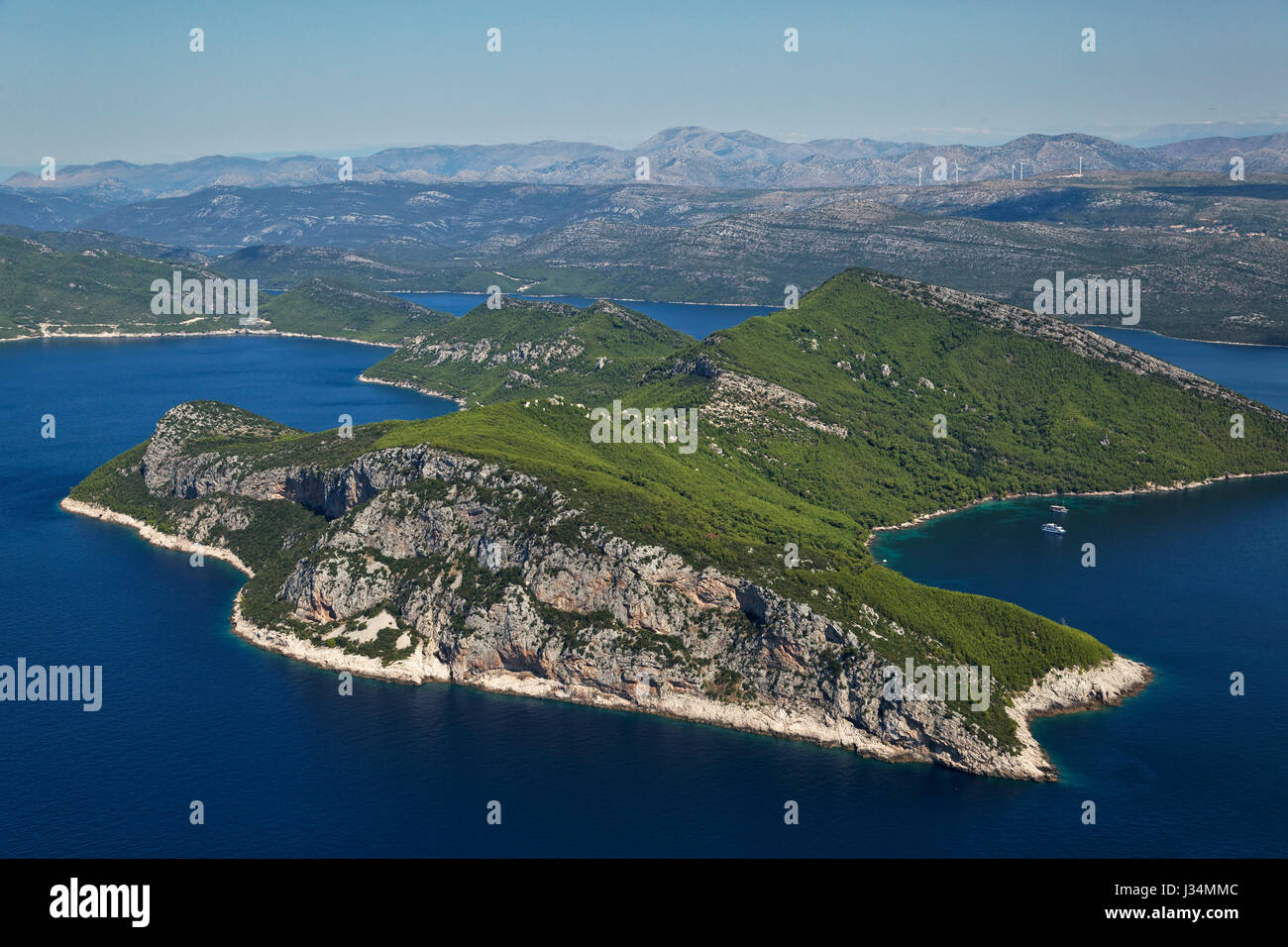 Côte sud de la Dalmatie et îles Elafiti près de Dubrovnik, Croatie Banque D'Images