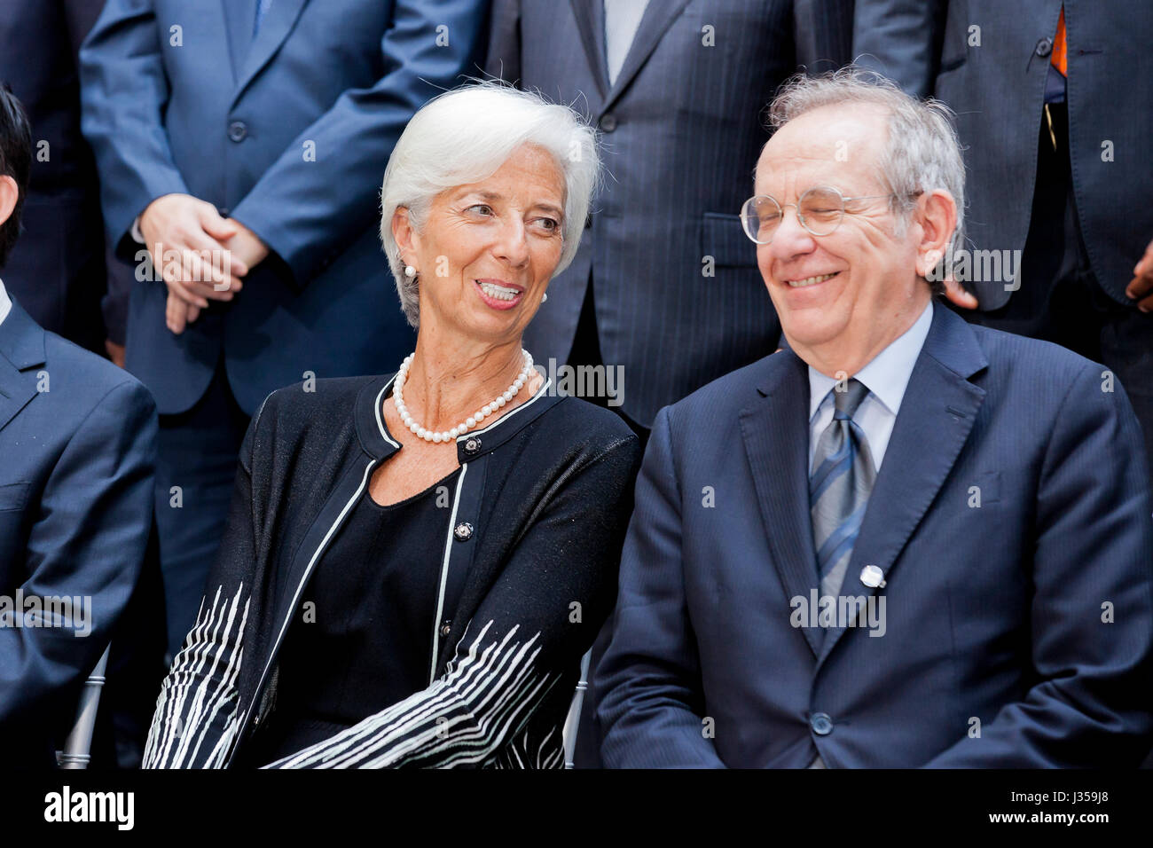 Directeur général du Fonds monétaire international, Christine Lagarde, et le ministre italien de l'économie et des Finances, Pier Carlo Padoan - USA Banque D'Images