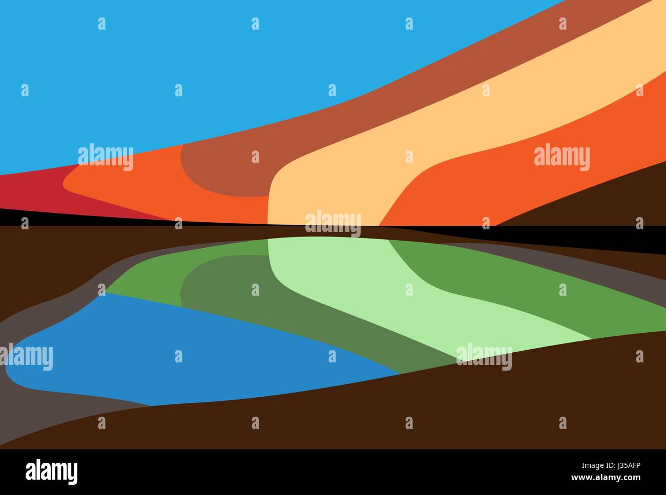 Vecteur de Green Lagoon en paysage volcanique, El Golfo, Lanzarote, Espagne Illustration de Vecteur