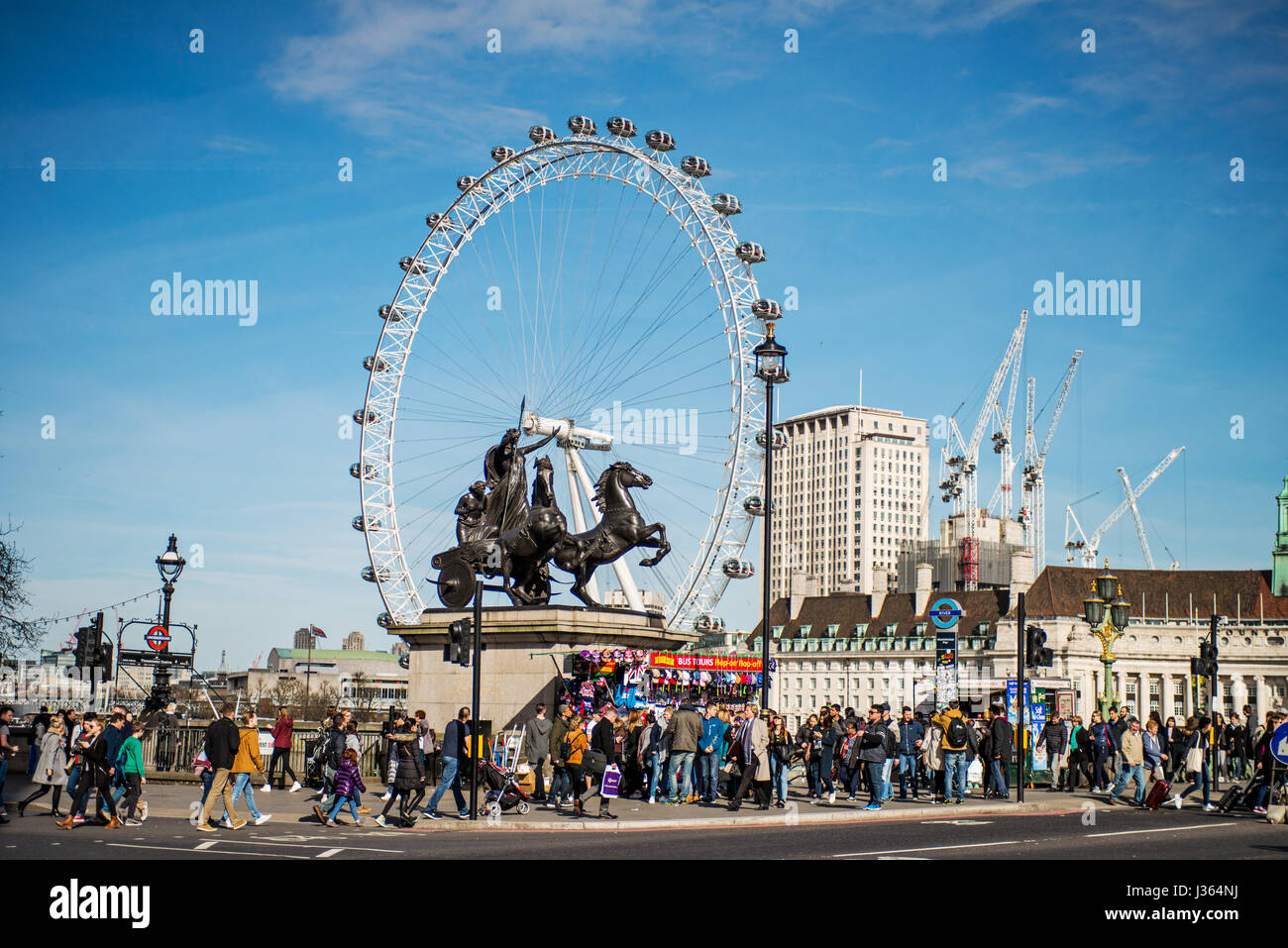 London Eye vue depuis Westminster Bridge London Banque D'Images