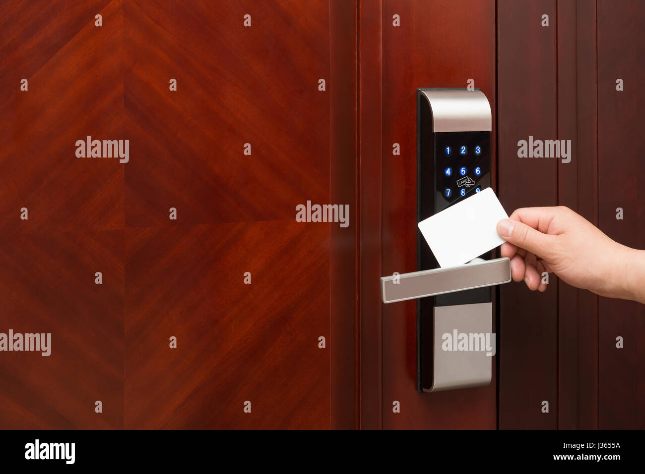 Serrure électronique à ouverture par une carte de sécurité de la bonne vierge pour l'ajout de texte et logo Banque D'Images