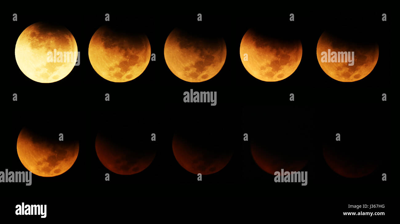 Supermoon éclipse de lune 2015 : pleine lune de sang 'Couverture' Banque D'Images