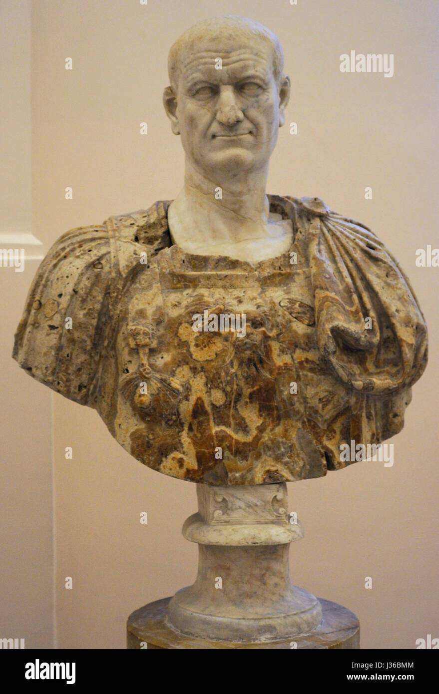 Vespasien (9-79 MA). Empereur Romain. La dynastie des Flaviens. Buste. 80 AD. Galerie des empereurs. Musée Archéologique National. Naples. L'Italie. Banque D'Images