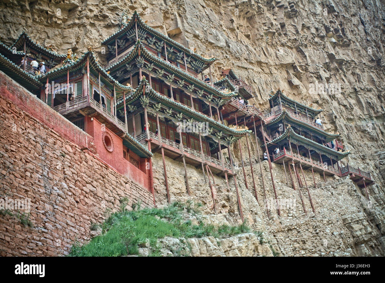 The Hanging Temple monastère suspendu aka aka Xuankong Temple, la ville de Datong, province de Shanxi, en Chine. Banque D'Images
