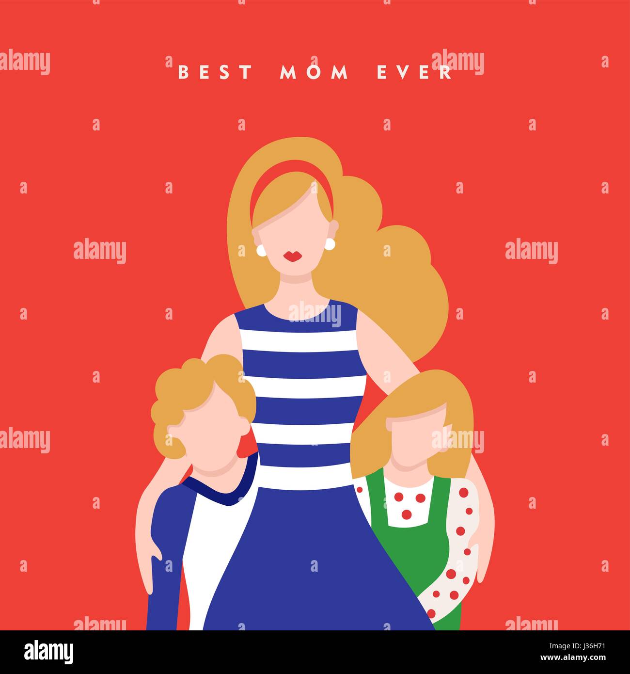Happy mothers day card illustration, maman et les enfants avec amour typographie citer. Vecteur EPS10. Illustration de Vecteur