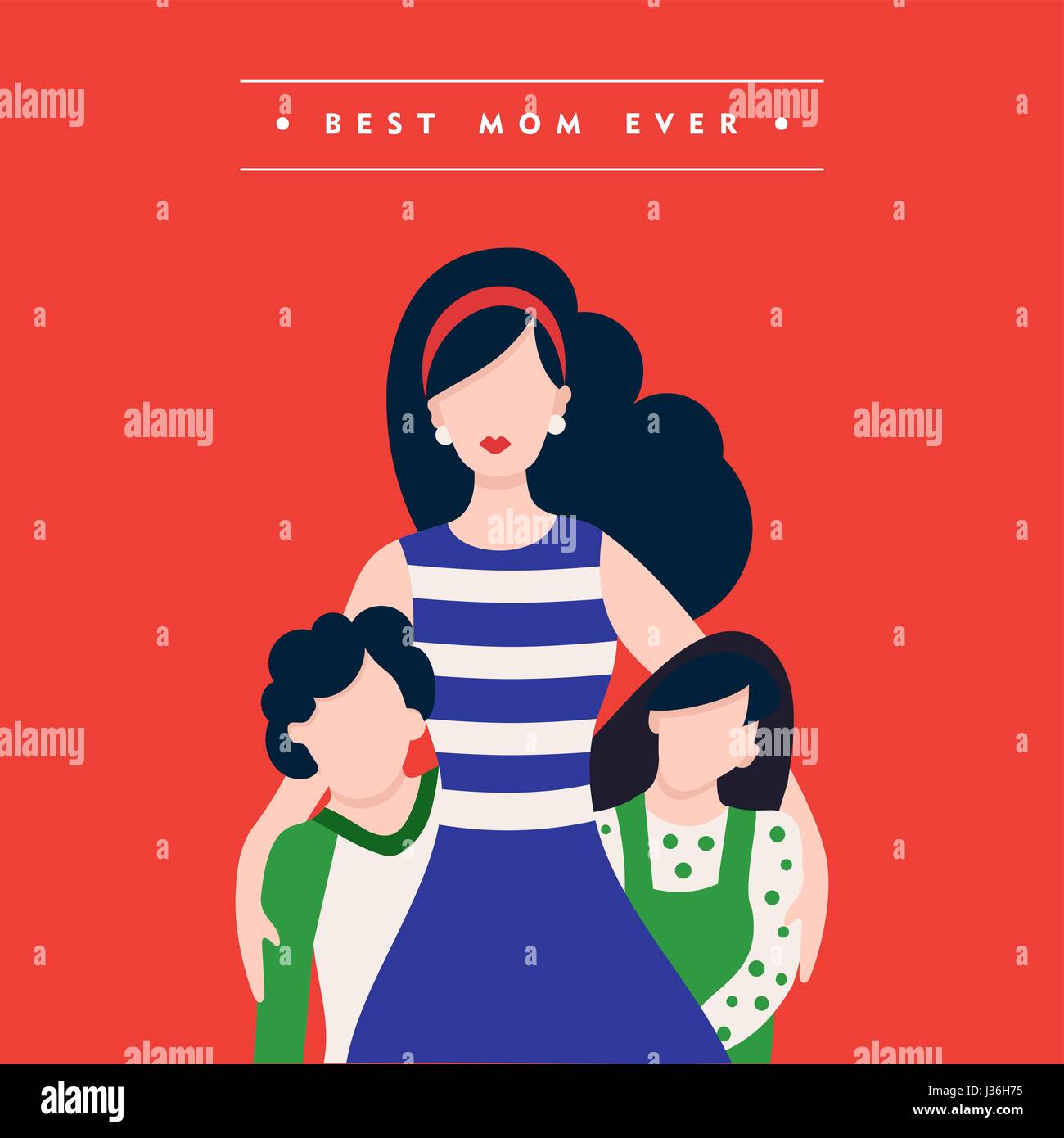 Les mères de famille heureux jour illustration, maman avec les enfants et vacances amour citation. Vecteur EPS10. Illustration de Vecteur