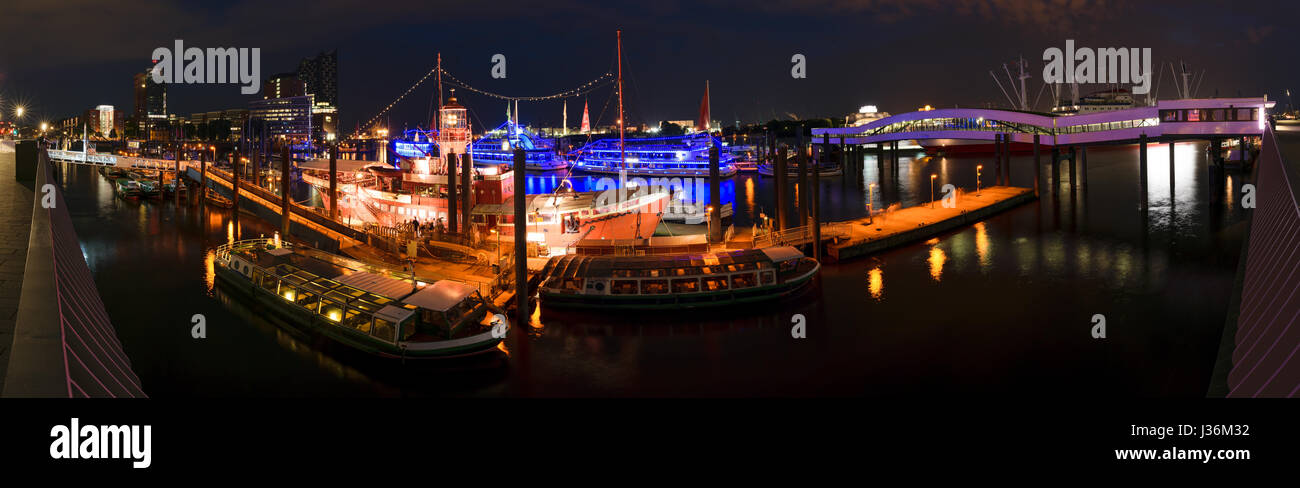 Belle vue sur la Hafencity à Hambourg, Allemagne la nuit. Banque D'Images