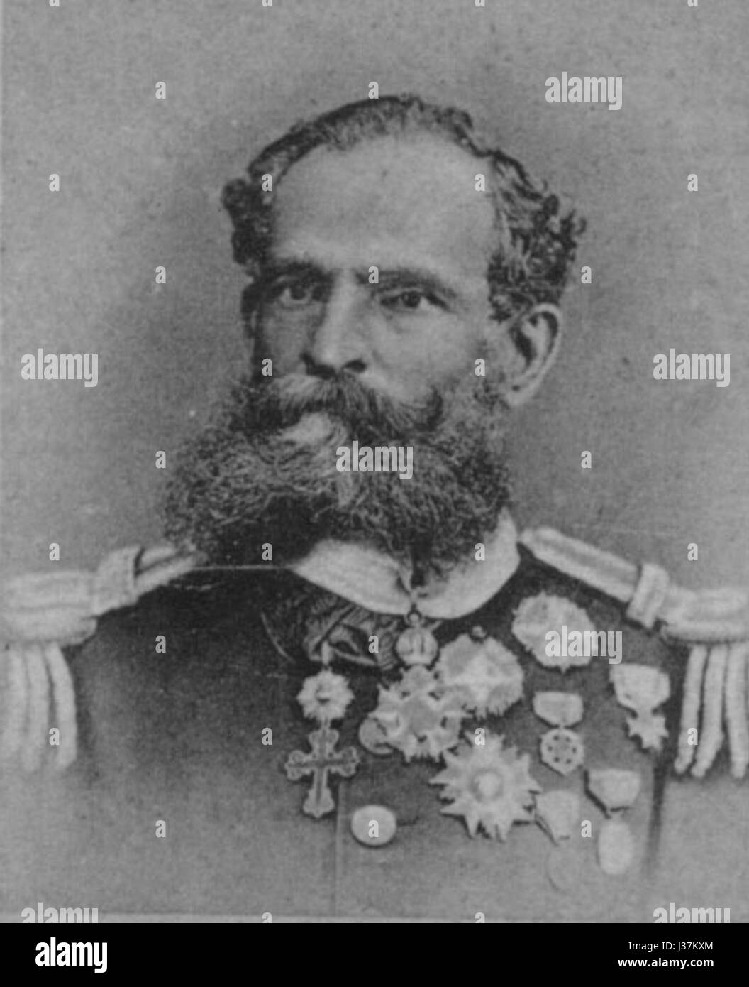 'Deodoro da Fonseca' est un portrait de Maréchal Deodoro da Fonseca, le premier président du Brésil, présentant sa tenue militaire et ses insignes présidentiels. Banque D'Images