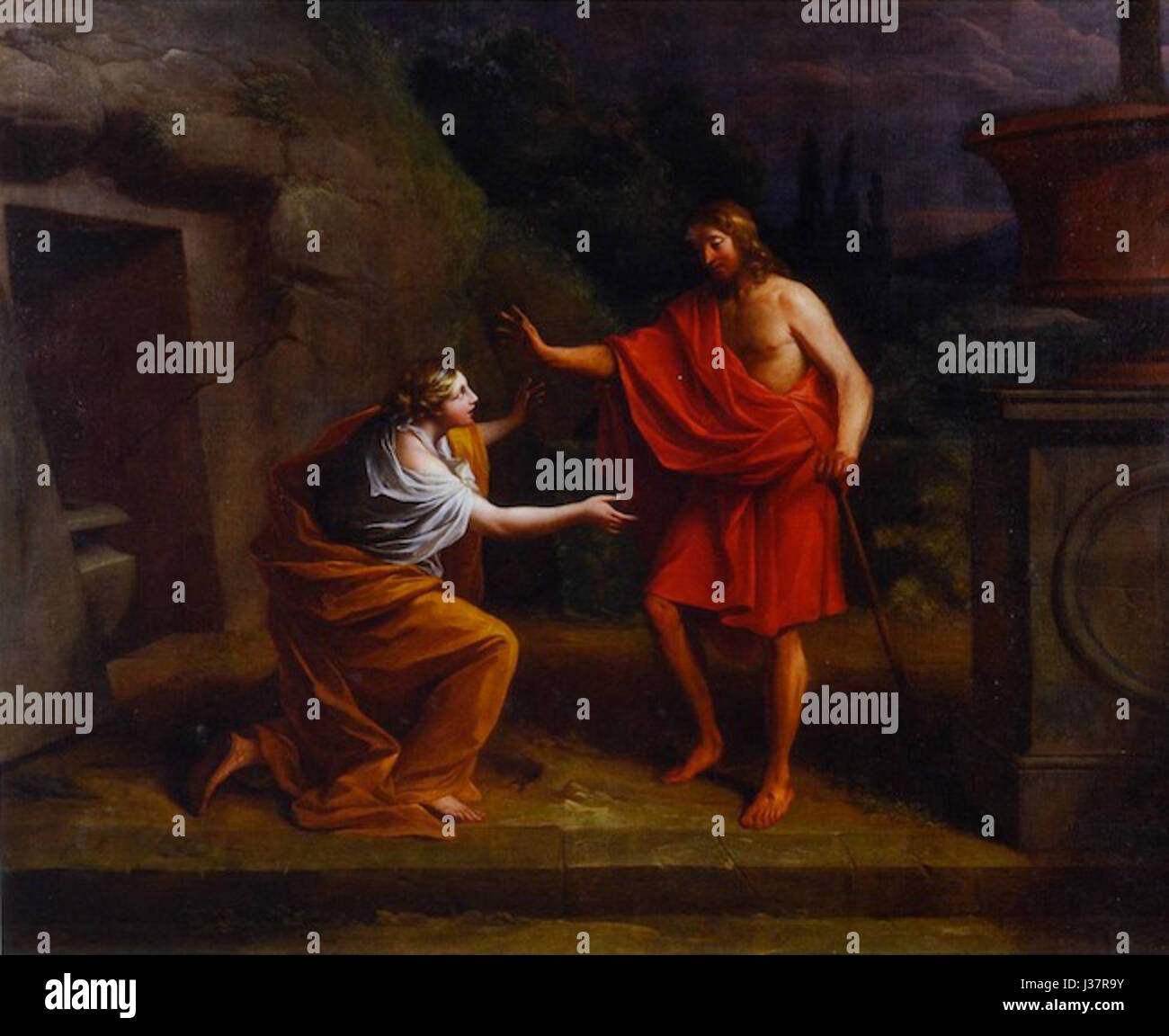 L'interprétation de Daniel Sarrabatâ€™ de 'Noli me Tangere' est une représentation du thème du toucher interdit ou sacré, qui est un motif important dans la littérature et le visuel Banque D'Images