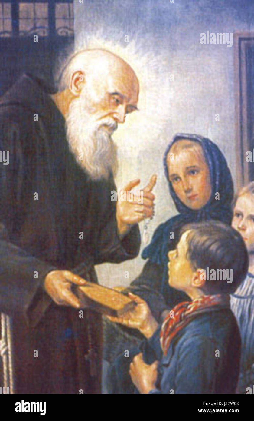 Portrait de Conrado de Parzham, prêtre philippin du XIXe siècle et frère franciscain connu pour son travail dans le service missionnaire et le bien-être social. Banque D'Images