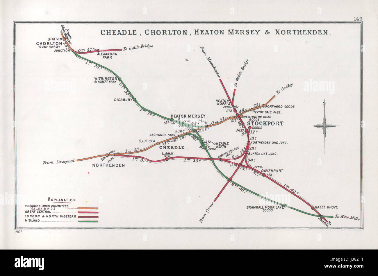 Cheadle, CHorlton, Heaton Mersey Northenden RJD & 149 Banque D'Images