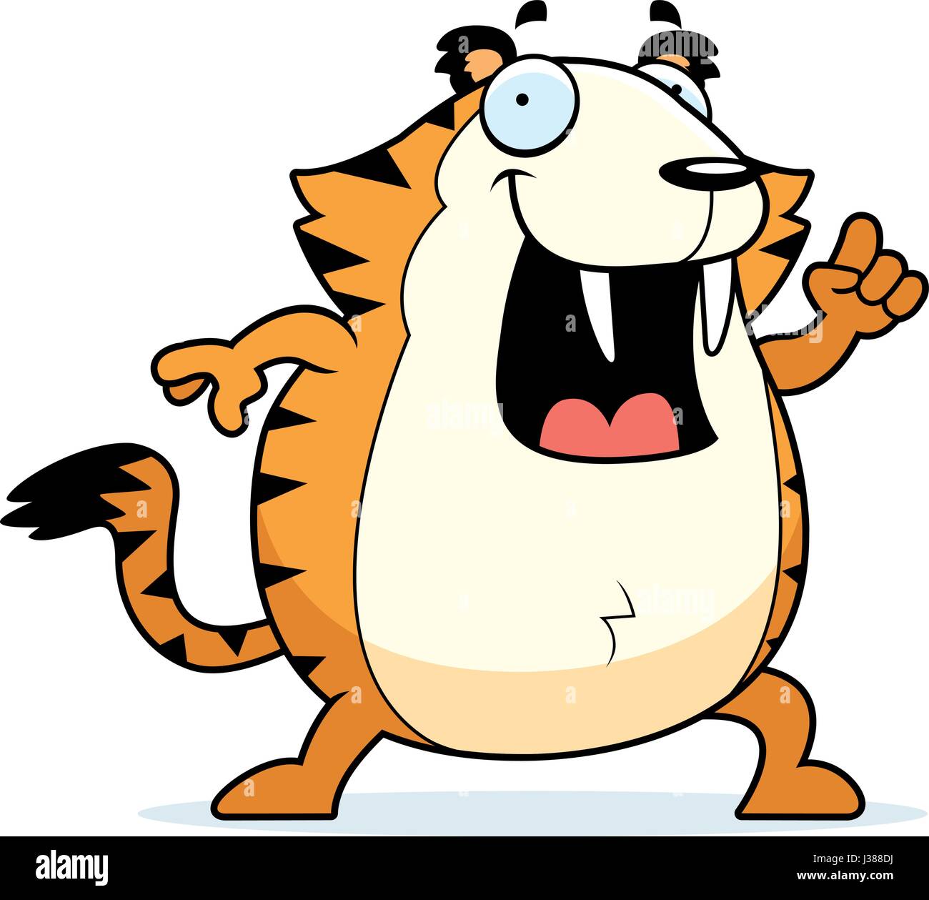 Une bonne caricature tigre à dents avec une idée. Illustration de Vecteur