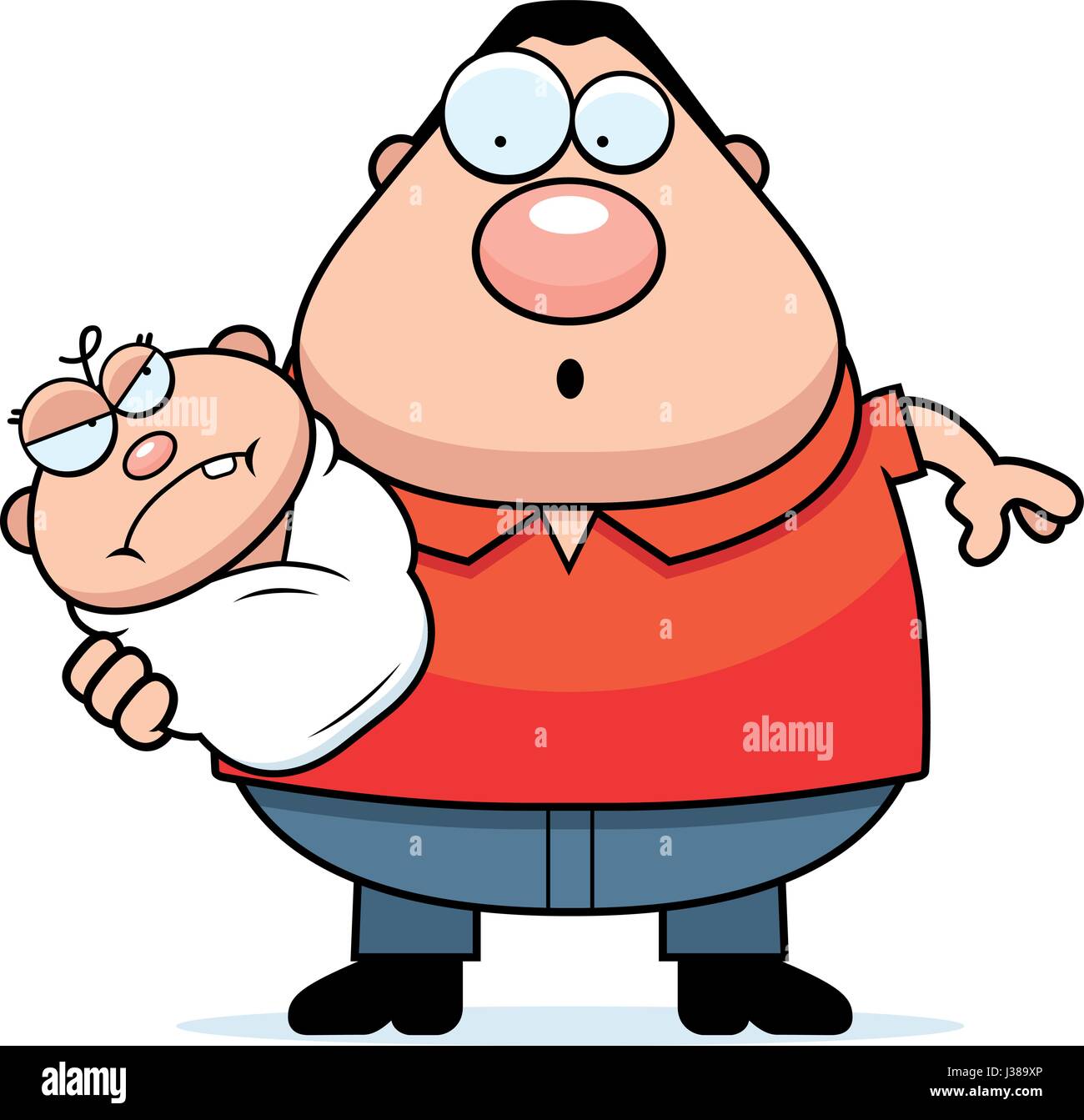 Illustration D Une Caricature D Un Pere Avec Un Bebe En Colere A La Surprise Image Vectorielle Stock Alamy