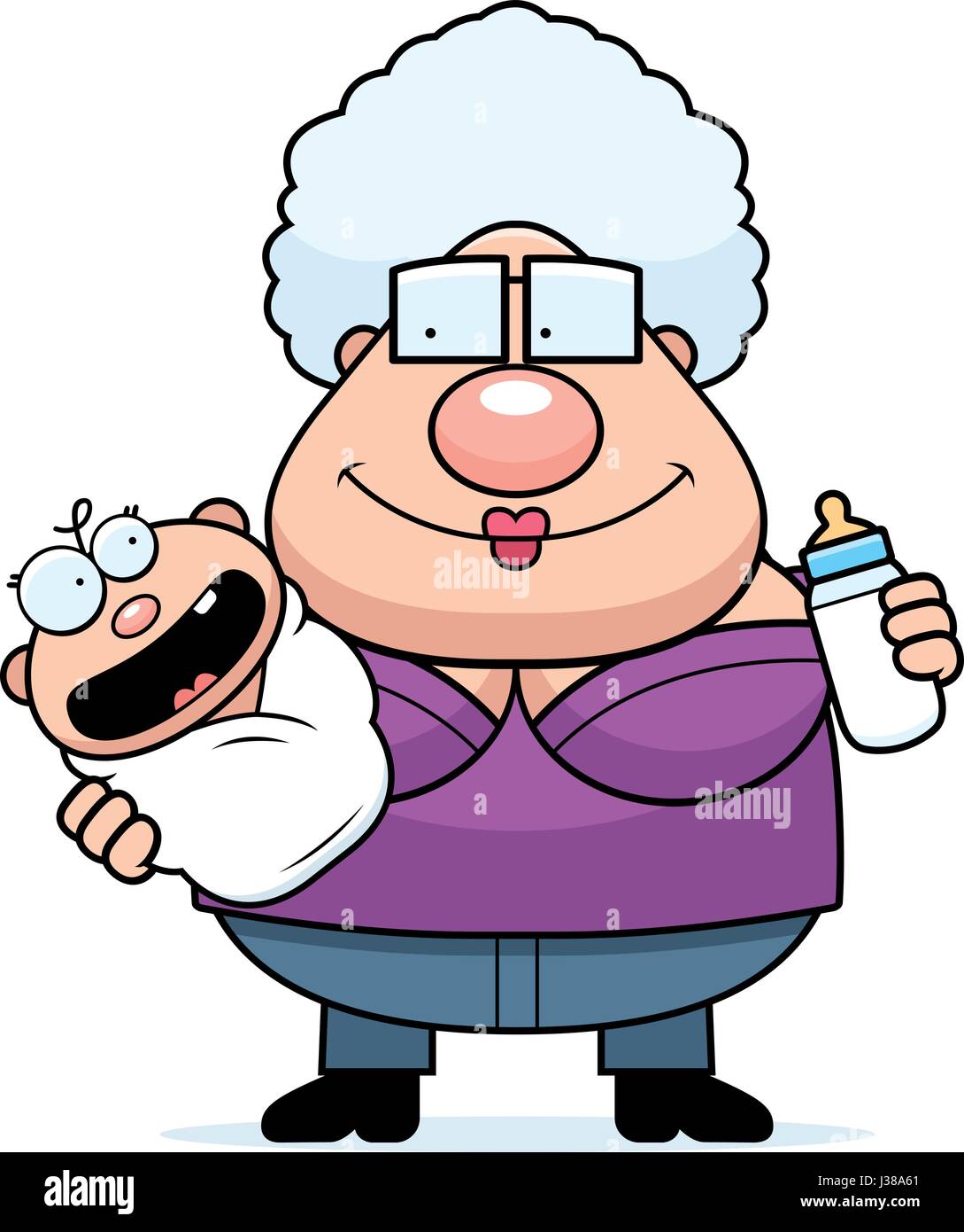 Illustration D Une Caricature D Une Grand Mere Tenant Un Bebe Et Une Bouteille Image Vectorielle Stock Alamy