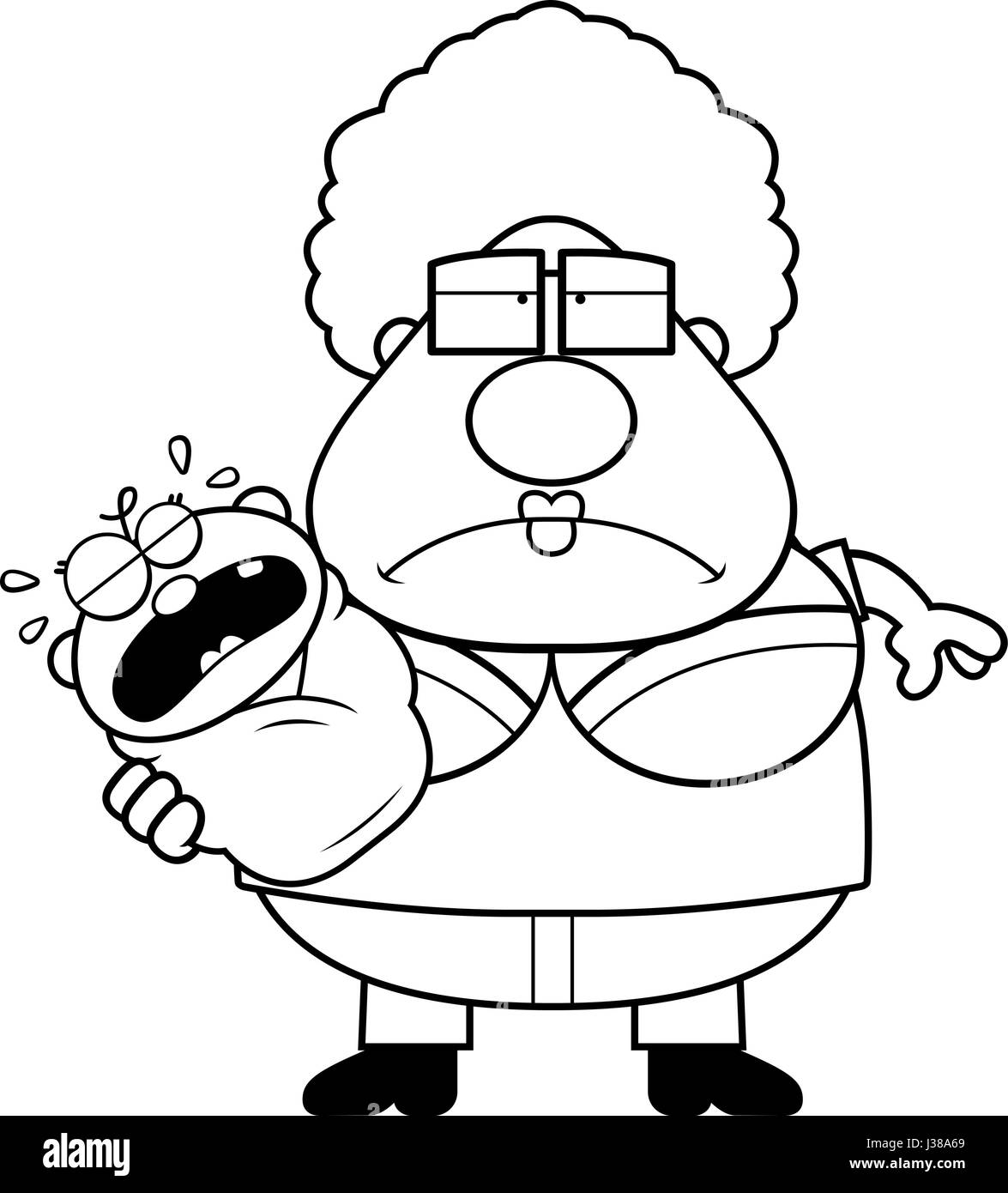 Illustration D Une Caricature D Une Grand Mere Avec Un Bebe Qui Pleure A La Fatigue Image Vectorielle Stock Alamy