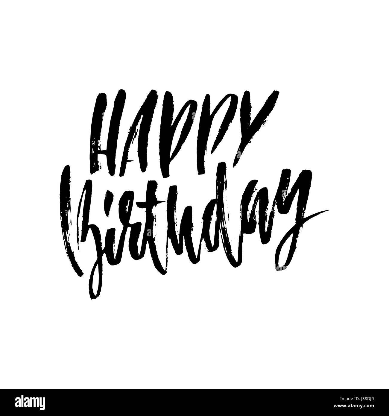 Joyeux anniversaire lettrage pour invitation et carte de souhaits, estampes et affiches. Sec à main brosse moderne inscription. Dessin calligraphique. Vector illustration. Illustration de Vecteur