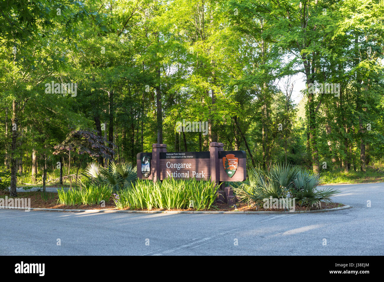 L'entrée de Congaree National Park dans la région de Hopkins, en Caroline du Sud. Banque D'Images