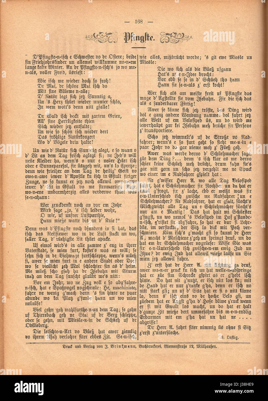 Ce titre fait référence à une publication allemande intitulée 'Der Hausfreund' de l'année 1888, spécifiquement du numéro étiqueté 'Pfingste'. C'était un magazine familial ou domestique contenant des histoires et des articles destinés au grand public. La référence à 'N21 S168' pointe vers une section ou une page spécifique dans ce volume. Banque D'Images