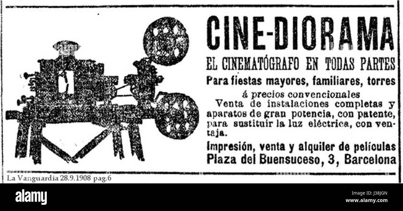 1908 09 28 Ciné Diorama Vanguardia Banque D'Images