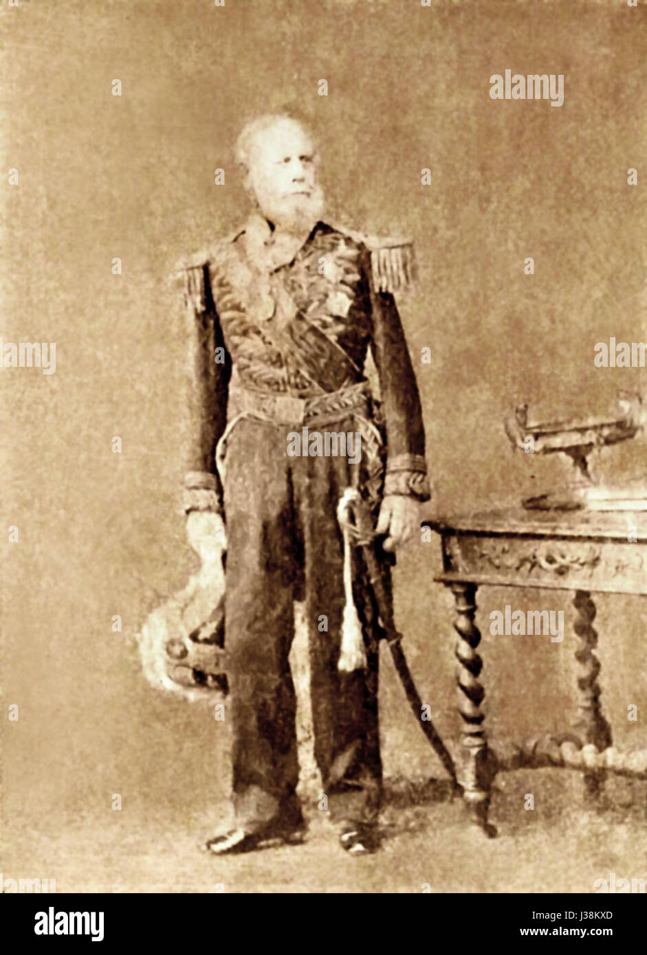 Cette œuvre restaurée représente le comte de Porto Alegre, une figure importante du XIXe siècle, datant d'environ 1875. Banque D'Images