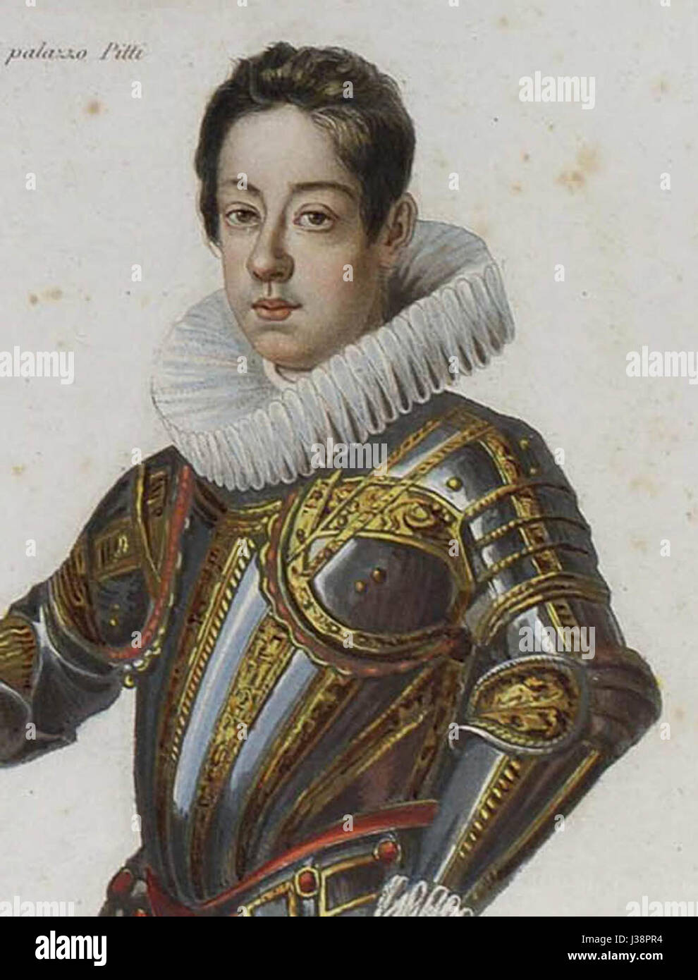 Portrait de Cosme II de Médicis, grand-duc de Toscane de 1609 à 1621, mettant en valeur sa tenue royale et ses traits distinctifs dans le cadre de l'histoire de la famille Médicis. Banque D'Images