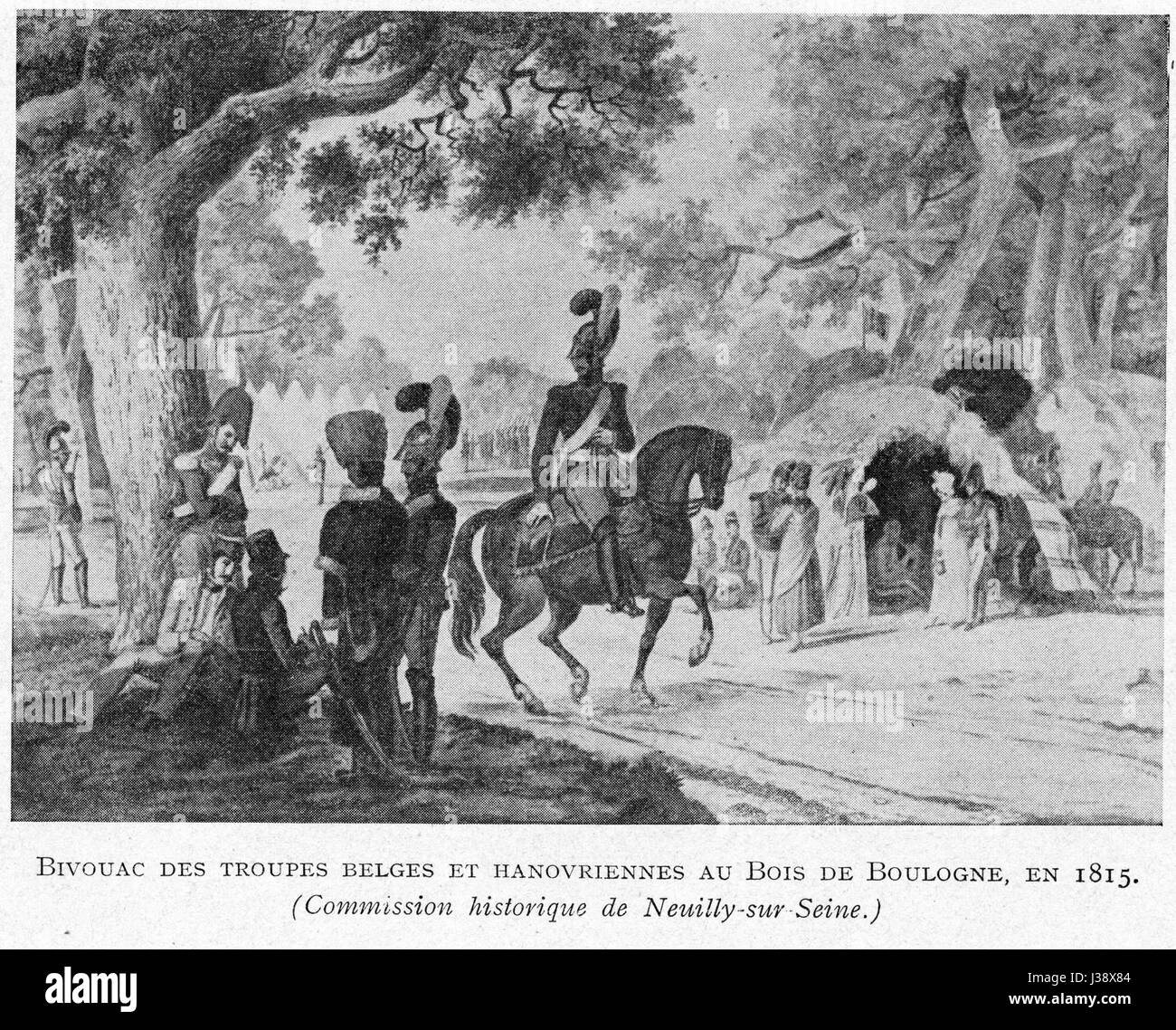 Corbel038 Bivouac des troupes belges et hanovriennes au Bois de Boulogne en 1815 Banque D'Images