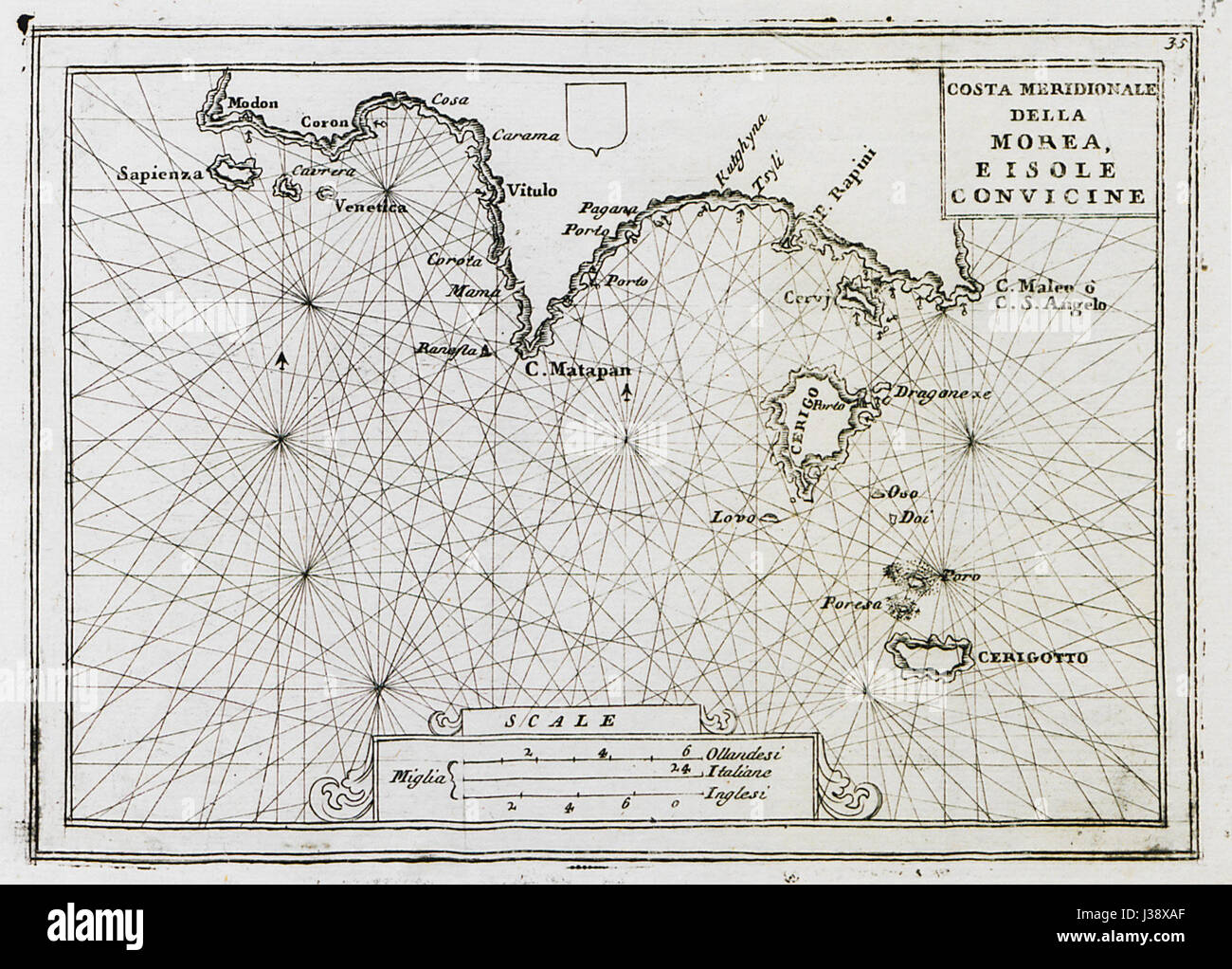 Costa Meridionale della Morea e Isole convicine Vincenzo Coronelli 1686 Banque D'Images